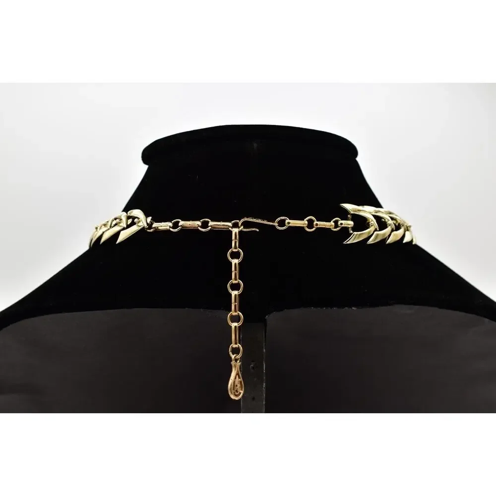 Coro Vintage Choker Necklace Linked Chain Gold Heavy Chunky Signed 1950s BinA17
